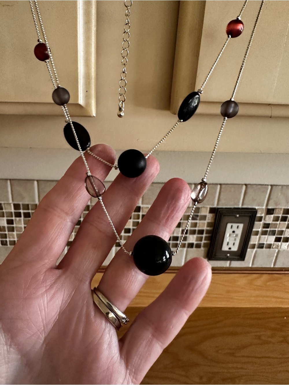 Black with silver Multi-Strand Necklace